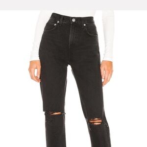 Agolde Black High Rise Jeans Distressed